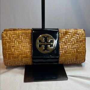 Tory Burch Bamboo Rattan Clutch with leather strap